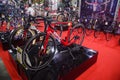 BMC road bike in red color displays at international Bangkok bike expo. Royalty Free Stock Photo